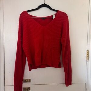 Wild Fable Bright Red Ribbed Knit Top